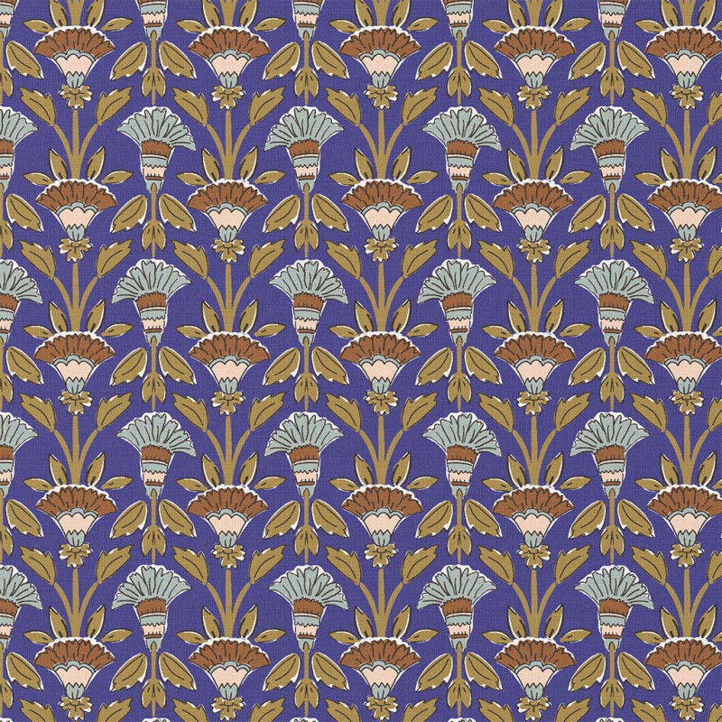 Bedruckte Baumwolle KANTHA Blau / Grün